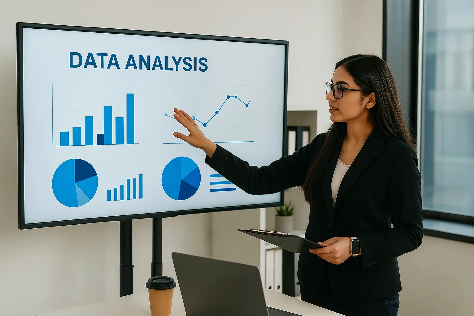 Data Analyst giving presentation