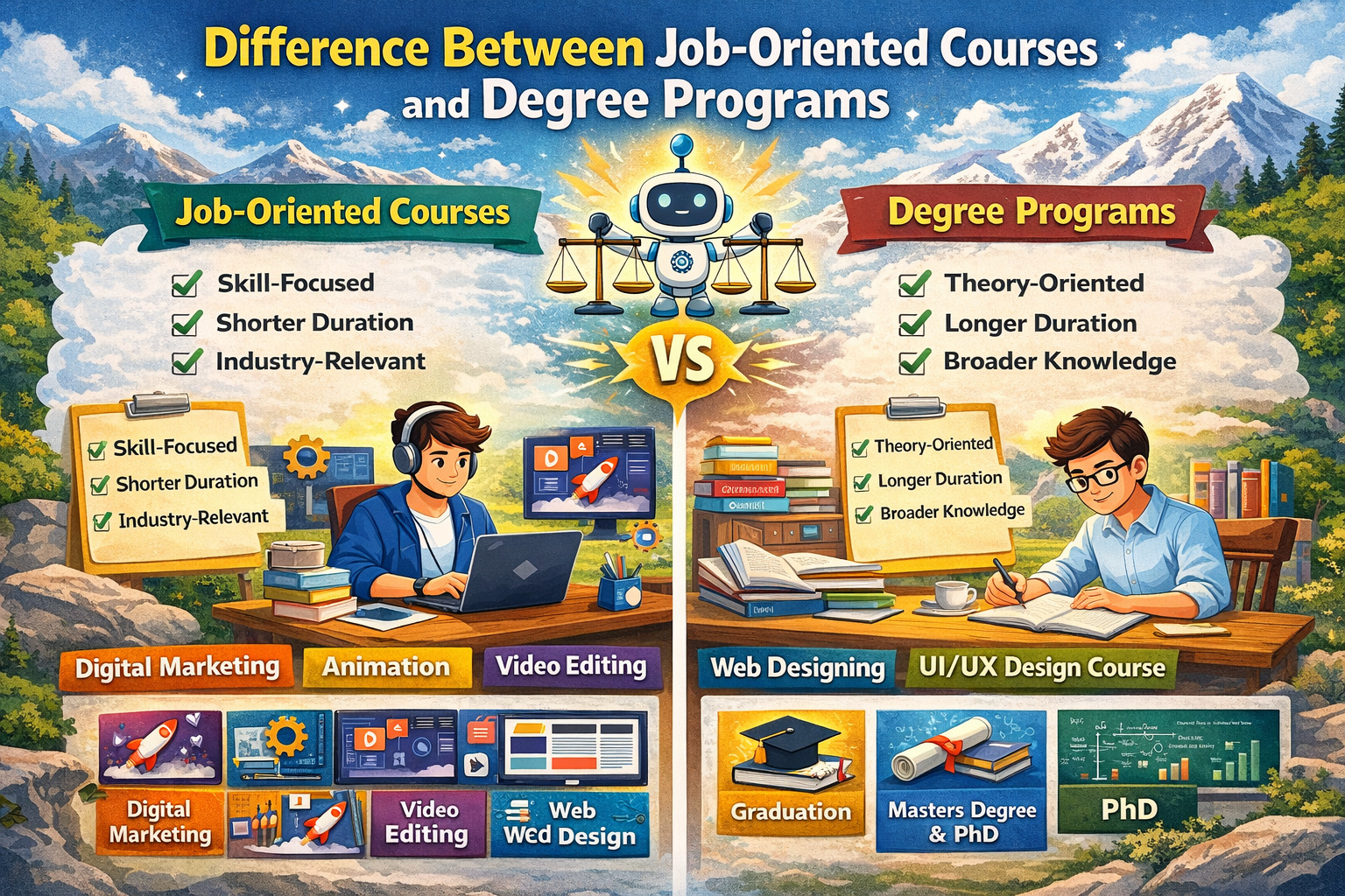 Difference Between Job-Oriented Courses and Degree Programs
